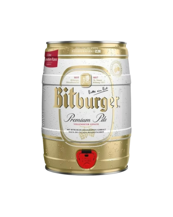BARRIL DE CERVEZA ALEMANA BITBURGER PREMIUM 1 X 5 LITROS